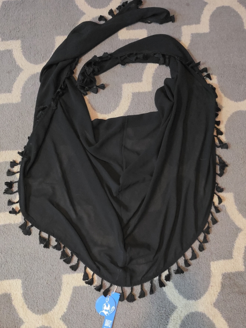 Cupshe Black Tassel Edge Scarf Wrap